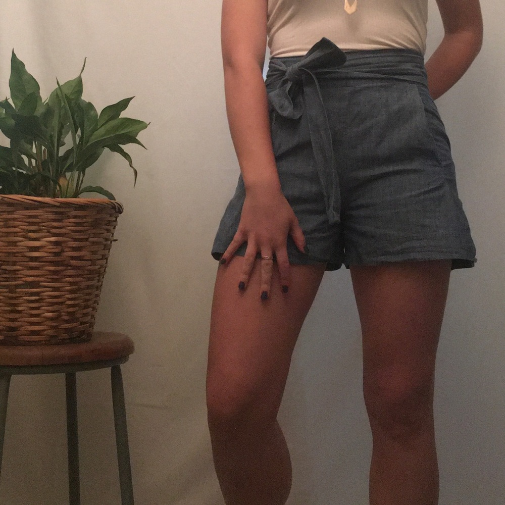 paper bag jean shorts